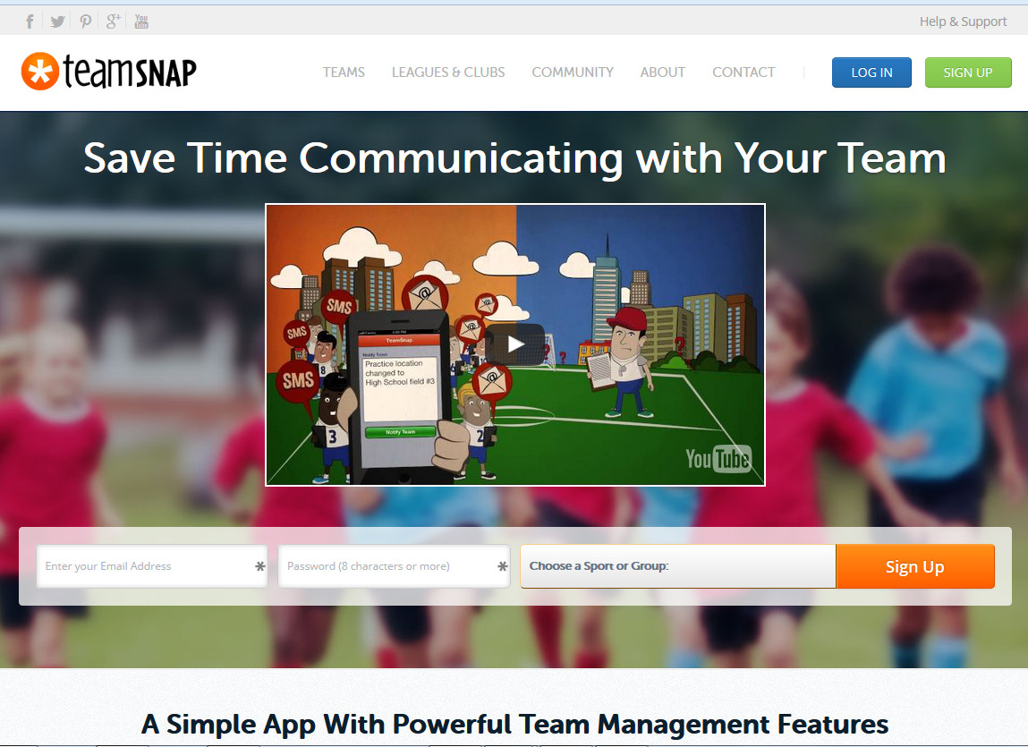 TeamSnap Home Page